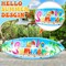 5 FT Hello Summer Surfboard Inflatable, Outdoor Blow Up Yard Decoration with Built-in 3 LED Lights, Summer Luau Party Decorations for Pool Holiday Garden Lawn Patio Tropical Beach